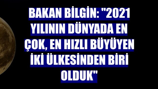 Bakan Bilgin: "2021 yılının dünyada en çok, en hızlı büyüyen iki ülkesinden biri olduk"
