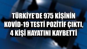 Türkiye'de 975 kişinin Kovid-19 testi pozitif çıktı, 4 kişi hayatını kaybetti