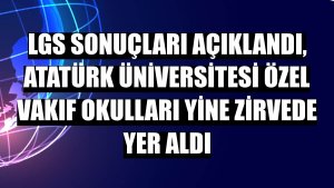 LGS sonuçları açıklandı, Atatürk Üniversitesi özel vakıf okulları yine zirvede yer aldı
