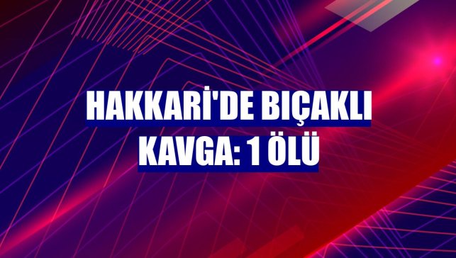 Hakkari'de bıçaklı kavga: 1 ölü