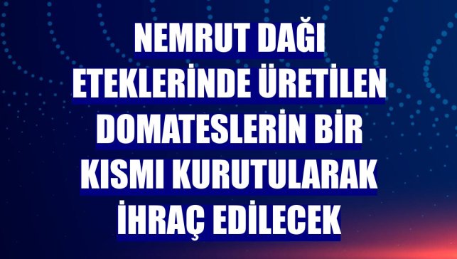 Nemrut Dağı eteklerinde üretilen domateslerin bir kısmı kurutularak ihraç edilecek