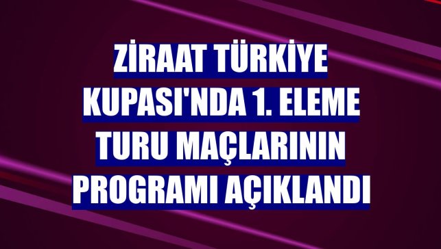 Ziraat Türkiye Kupası'nda 1. eleme turu maçlarının programı açıklandı