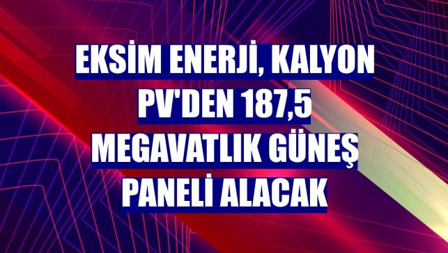 Eksim Enerji, Kalyon PV'den 187,5 megavatlık güneş paneli alacak