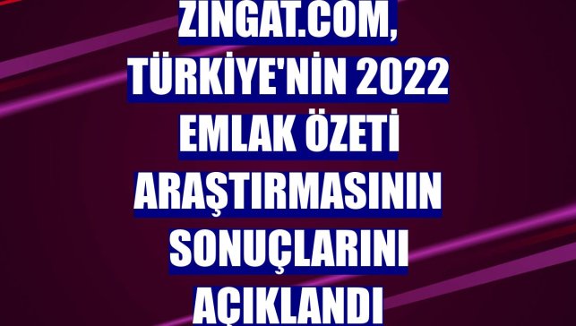 Zingat.com, Türkiye'nin 2022 Emlak Özeti araştırmasının sonuçlarını açıklandı