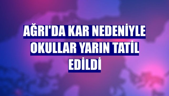 Ağrı'da kar nedeniyle okullar yarın tatil edildi