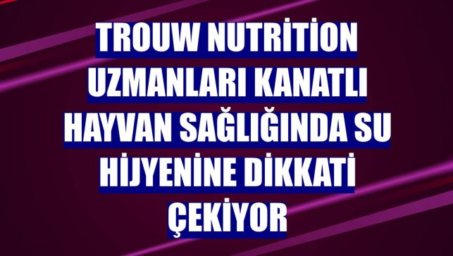 Trouw Nutrition uzmanları kanatlı hayvan sağlığında su hijyenine dikkati çekiyor