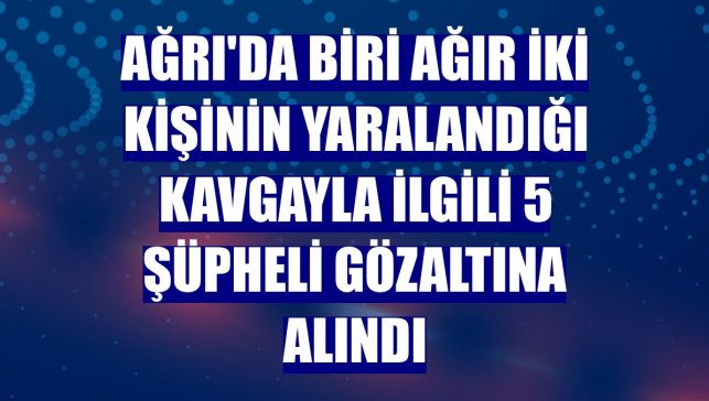 Ağrı'da biri ağır iki kişinin yaralandığı kavgayla ilgili 5 şüpheli gözaltına alındı