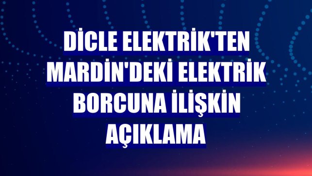 Dicle Elektrik'ten Mardin'deki elektrik borcuna ilişkin açıklama