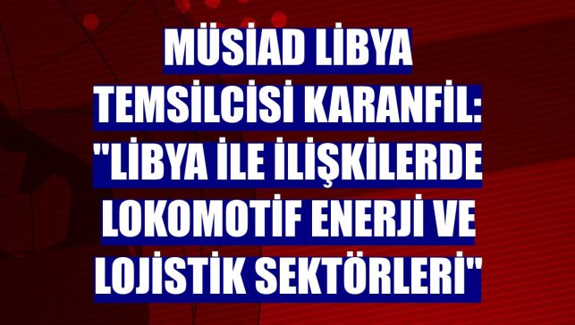 MÜSİAD Libya Temsilcisi Karanfil: "Libya ile ilişkilerde lokomotif enerji ve lojistik sektörleri"