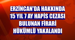 Erzincan'da hakkında 15 yıl 7 ay hapis cezası bulunan firari hükümlü yakalandı