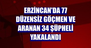 Erzincan'da 77 düzensiz göçmen ve aranan 34 şüpheli yakalandı