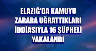 Elazığ'da kamuyu zarara uğrattıkları iddiasıyla 16 şüpheli yakalandı