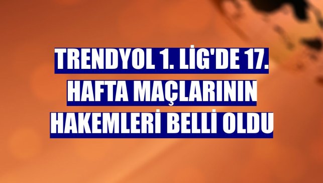 Trendyol 1. Lig'de 17. hafta maçlarının hakemleri belli oldu