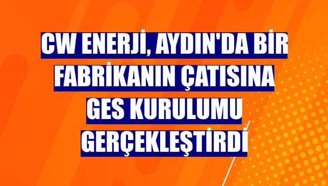 CW Enerji, Aydın'da bir fabrikanın çatısına GES kurulumu gerçekleştirdi