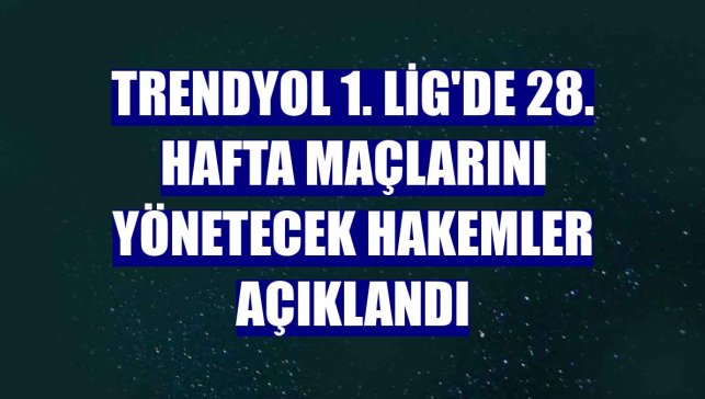 Trendyol 1. Lig'de 28. hafta maçlarını yönetecek hakemler açıklandı