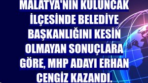 Malatya'nın Kuluncak ilçesinde belediye başkanlığını kesin olmayan sonuçlara göre, MHP adayı Erhan Cengiz kazandı.