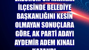 Erzurum'un Narman ilçesinde belediye başkanlığını kesin olmayan sonuçlara göre, AK Parti adayı Aydemir Adem Kınalı kazandı.