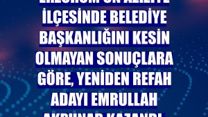 Erzurum'un Aziziye ilçesinde belediye başkanlığını kesin olmayan sonuçlara göre, Yeniden Refah adayı Emrullah Akpunar kazandı.