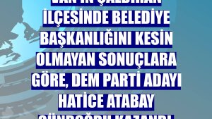 Van'ın Çaldıran ilçesinde belediye başkanlığını kesin olmayan sonuçlara göre, DEM Parti adayı Hatice Atabay Gündoğdu kazandı.