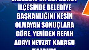 Erzurum'un Köprüköy ilçesinde belediye başkanlığını kesin olmayan sonuçlara göre, Yeniden Refah adayı Nevzat Karasu kazandı.