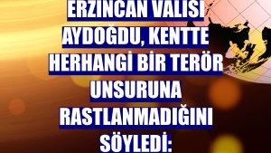 Erzincan Valisi Aydoğdu, kentte herhangi bir terör unsuruna rastlanmadığını söyledi: