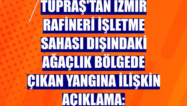 Tüpraş'tan İzmir Rafineri işletme sahası dışındaki ağaçlık bölgede çıkan yangına ilişkin açıklama: