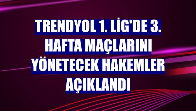 Trendyol 1. Lig'de 3. hafta maçlarını yönetecek hakemler açıklandı