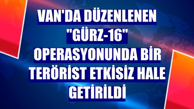 Van'da düzenlenen "Gürz-16" operasyonunda bir terörist etkisiz hale getirildi