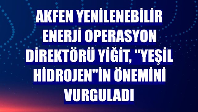 Akfen Yenilenebilir Enerji Operasyon Direktörü Yiğit, "yeşil hidrojen"in önemini vurguladı