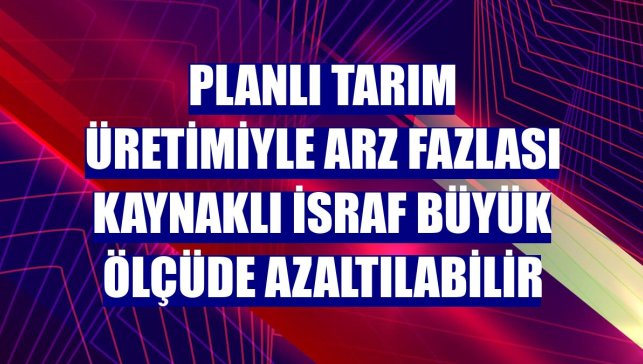 Planlı tarım üretimiyle arz fazlası kaynaklı israf büyük ölçüde azaltılabilir