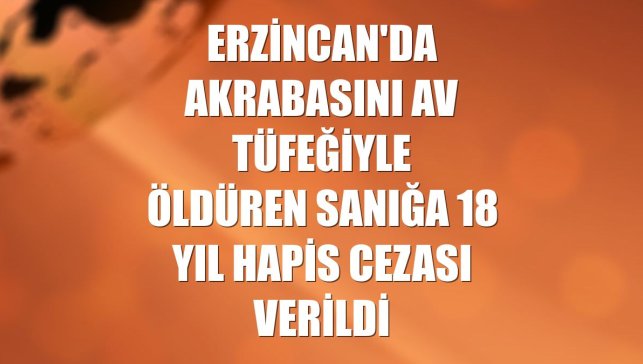 Erzincan'da akrabasını av tüfeğiyle öldüren sanığa 18 yıl hapis cezası verildi