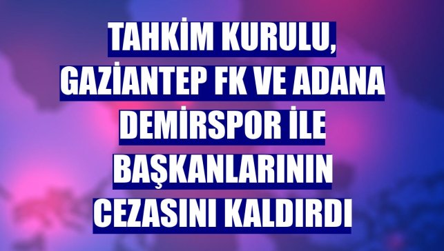Tahkim Kurulu, Gaziantep FK ve Adana Demirspor ile başkanlarının cezasını kaldırdı