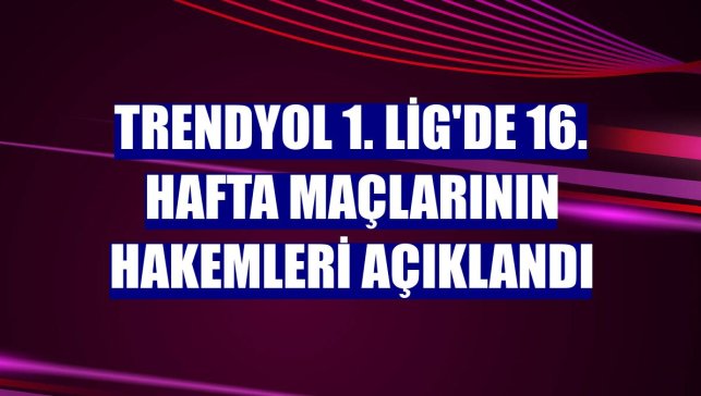Trendyol 1. Lig'de 16. hafta maçlarının hakemleri açıklandı