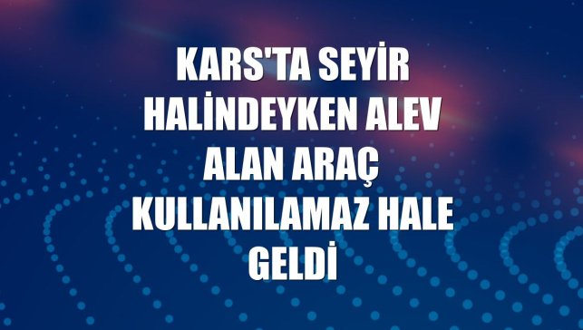 Kars'ta seyir halindeyken alev alan araç kullanılamaz hale geldi