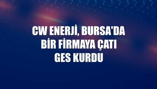 CW Enerji, Bursa'da bir firmaya çatı GES kurdu