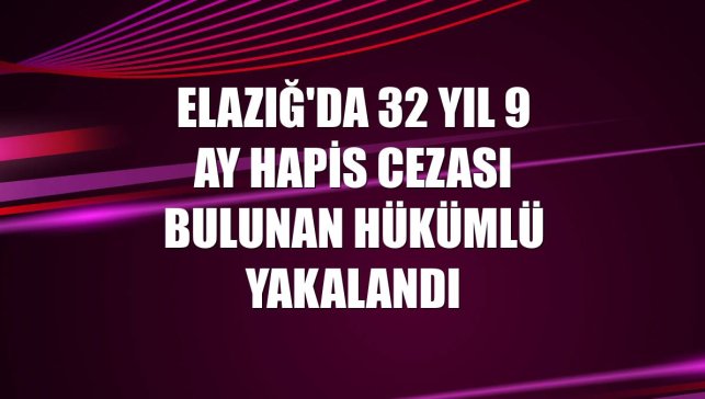 Elazığ'da 32 yıl 9 ay hapis cezası bulunan hükümlü yakalandı