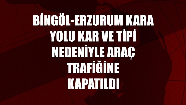 Bingöl-Erzurum kara yolu kar ve tipi nedeniyle araç trafiğine kapatıldı