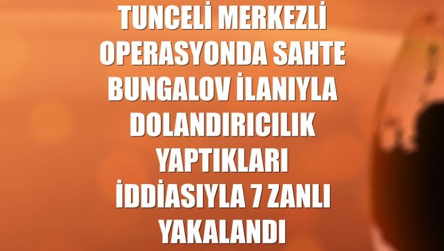 Tunceli merkezli operasyonda sahte bungalov ilanıyla dolandırıcılık yaptıkları iddiasıyla 7 zanlı yakalandı