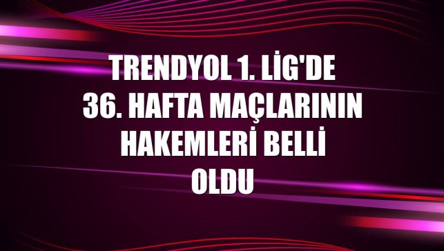 Trendyol 1. Lig'de 36. hafta maçlarının hakemleri belli oldu