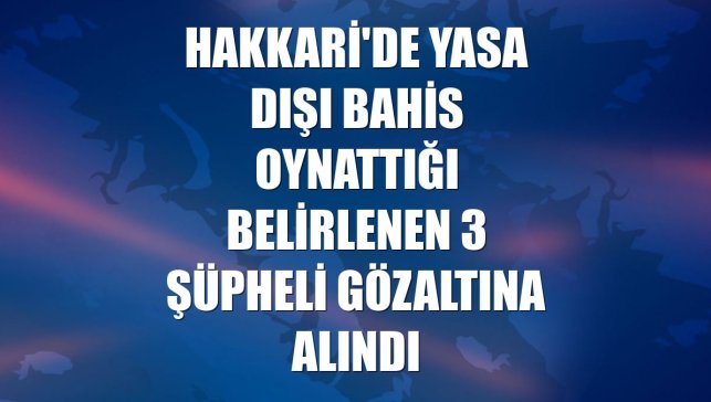 Hakkari'de yasa dışı bahis oynattığı belirlenen 3 şüpheli gözaltına alındı
