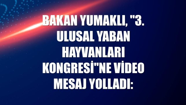Bakan Yumaklı, "3. Ulusal Yaban Hayvanları Kongresi"ne video mesaj yolladı: