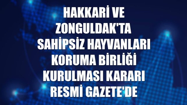 Hakkari ve Zonguldak'ta Sahipsiz Hayvanları Koruma Birliği kurulması kararı Resmi Gazete'de