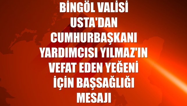 Bingöl Valisi Usta'dan Cumhurbaşkanı Yardımcısı Yılmaz'ın vefat eden yeğeni için başsağlığı mesajı