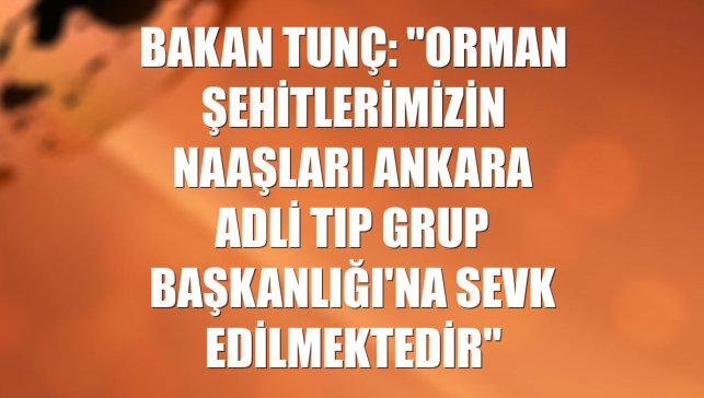Bakan Tunç: "Orman şehitlerimizin naaşları Ankara Adli Tıp Grup Başkanlığı'na sevk edilmektedir"