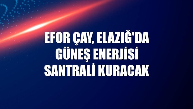 Efor Çay, Elazığ'da güneş enerjisi santrali kuracak