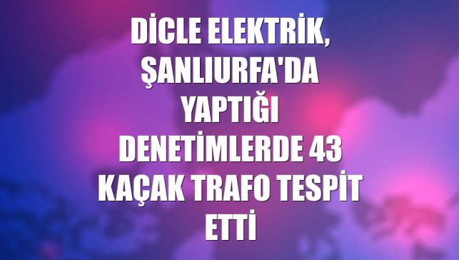 Dicle Elektrik, Şanlıurfa'da yaptığı denetimlerde 43 kaçak trafo tespit etti