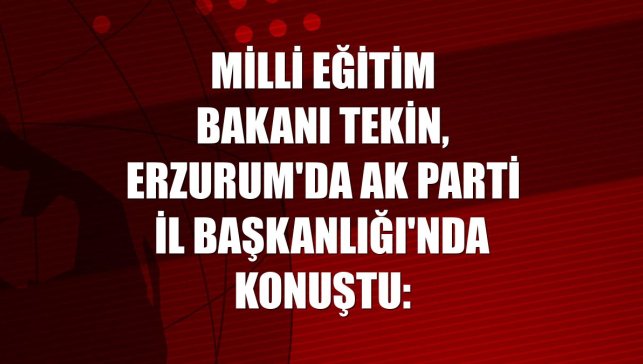 Milli Eğitim Bakanı Tekin, Erzurum'da AK Parti İl Başkanlığı'nda konuştu:
