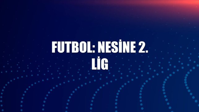 Futbol: Nesine 2. Lig