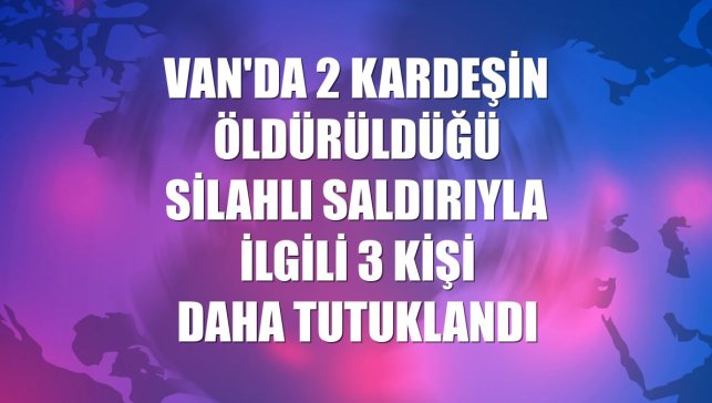 Van'da 2 kardeşin öldürüldüğü silahlı saldırıyla ilgili 3 kişi daha tutuklandı