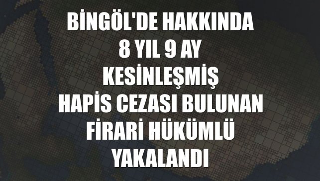 Bingöl'de hakkında 8 yıl 9 ay kesinleşmiş hapis cezası bulunan firari hükümlü yakalandı